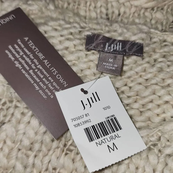 NWT J Jill Womens Cream Tan Wool Alpaca Unique Knit Sweater Medium New - Picture 4 of 5